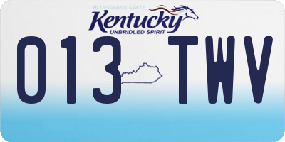 KY license plate 013TWV