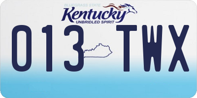 KY license plate 013TWX
