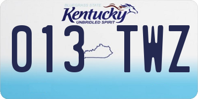 KY license plate 013TWZ