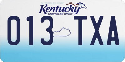 KY license plate 013TXA
