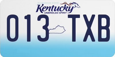 KY license plate 013TXB