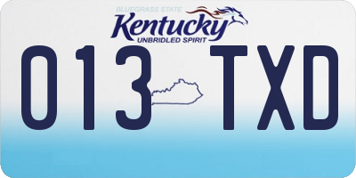 KY license plate 013TXD