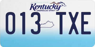 KY license plate 013TXE