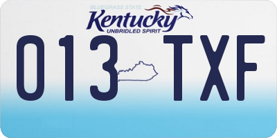 KY license plate 013TXF