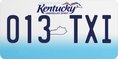 KY license plate 013TXI