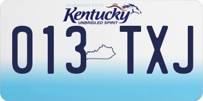 KY license plate 013TXJ