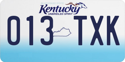 KY license plate 013TXK