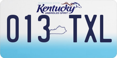 KY license plate 013TXL