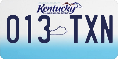 KY license plate 013TXN