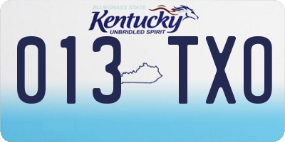 KY license plate 013TXO