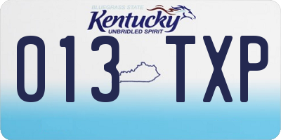 KY license plate 013TXP