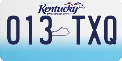 KY license plate 013TXQ