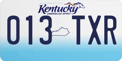 KY license plate 013TXR