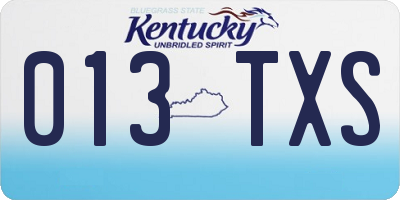KY license plate 013TXS