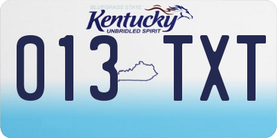 KY license plate 013TXT