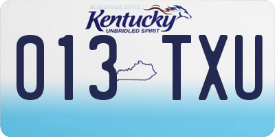 KY license plate 013TXU