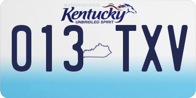 KY license plate 013TXV
