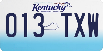 KY license plate 013TXW