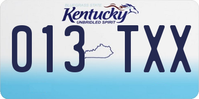KY license plate 013TXX