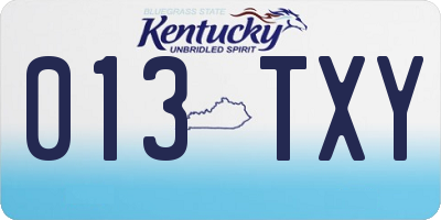 KY license plate 013TXY