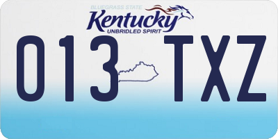 KY license plate 013TXZ