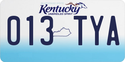 KY license plate 013TYA