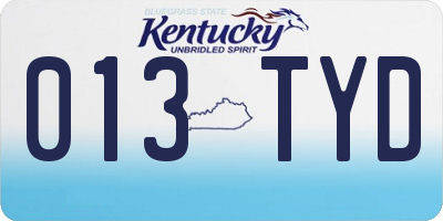 KY license plate 013TYD