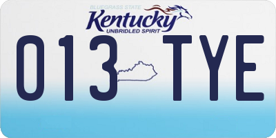 KY license plate 013TYE