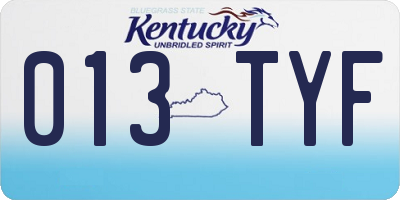KY license plate 013TYF
