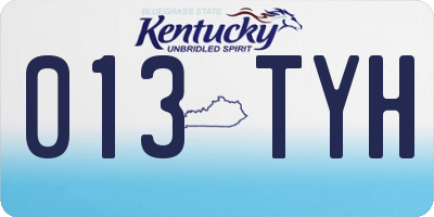 KY license plate 013TYH