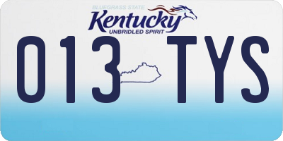 KY license plate 013TYS