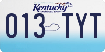 KY license plate 013TYT