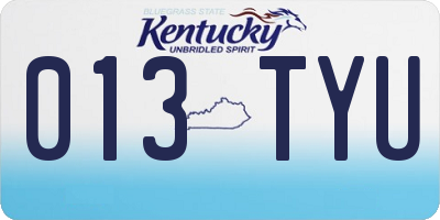 KY license plate 013TYU