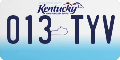 KY license plate 013TYV