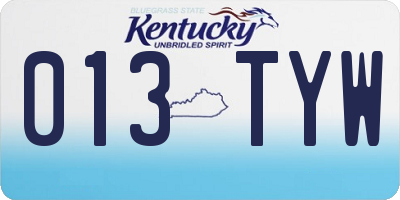 KY license plate 013TYW