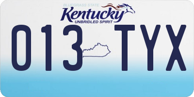 KY license plate 013TYX