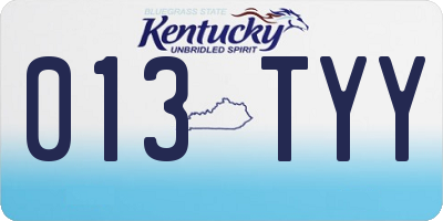 KY license plate 013TYY