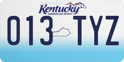 KY license plate 013TYZ