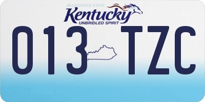 KY license plate 013TZC