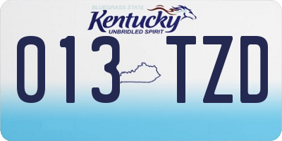 KY license plate 013TZD