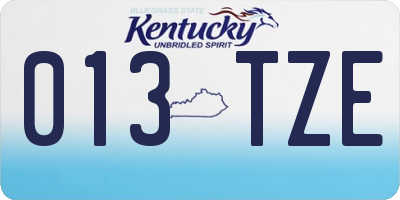 KY license plate 013TZE