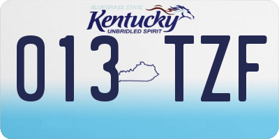 KY license plate 013TZF