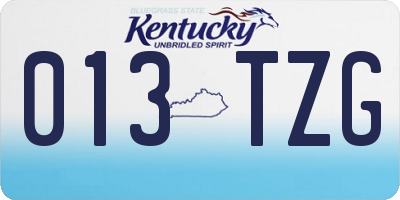 KY license plate 013TZG