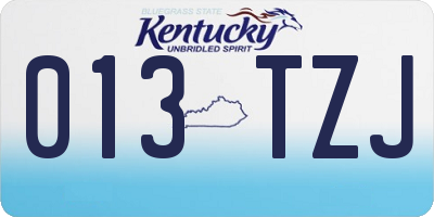 KY license plate 013TZJ