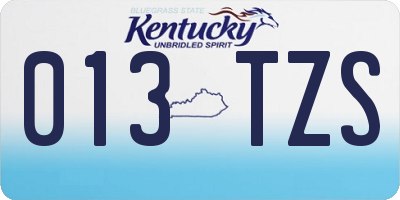 KY license plate 013TZS