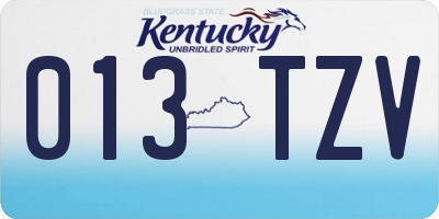 KY license plate 013TZV
