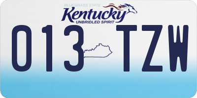 KY license plate 013TZW