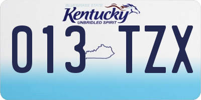 KY license plate 013TZX