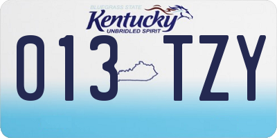 KY license plate 013TZY