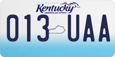 KY license plate 013UAA